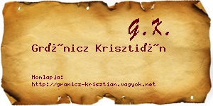 Gránicz Krisztián névjegykártya