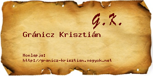 Gránicz Krisztián névjegykártya
